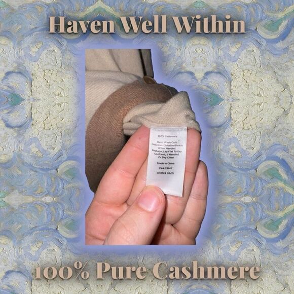 Haven Well Within Camel 100% Cashmere Cardigan Sweater Size M - Picture 5 of 6